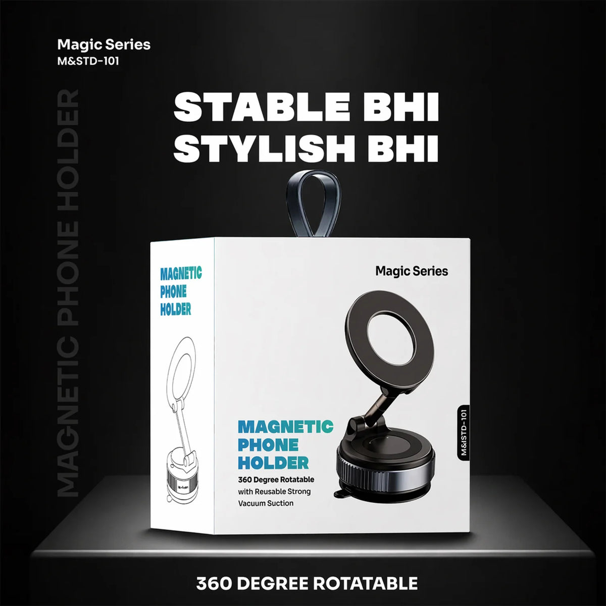 Magnetic Phone Holder - 360° Rotation & Strong Suction Base